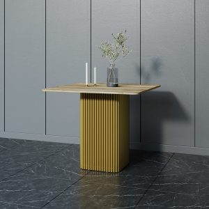 Обеденный стол TRUBIS Wood KVADRAT 90 х 90 см, орех/золотой