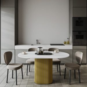Обеденный стол TRUBIS Wood Oval 140 х 80 см, белый/золотой