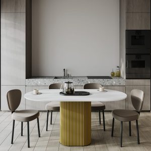 Обеденный стол TRUBIS Wood Oval 160 х 80 см, белый/золотой