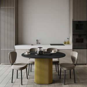 Обеденный стол TRUBIS Wood Oval 120 х 80 см, чёрный/золотой