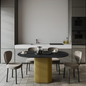 Обеденный стол TRUBIS Wood Oval 140 х 80 см, черный/золотой