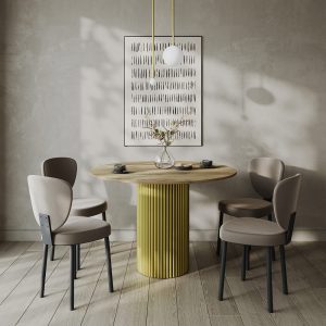 Обеденный стол TRUBIS Wood L D110 см, орех/золотой