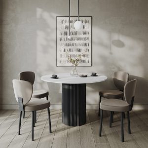 Обеденный стол TRUBIS Wood L D110 см, белый/черный