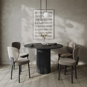Обеденный стол TRUBIS Wood L D110 см, черный