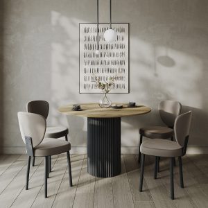 Обеденный стол TRUBIS Wood L D110 см, орех/черный