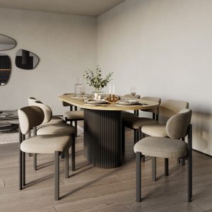 Обеденный стол TRUBIS Wood Oval 180 х 90 см, орех/черный