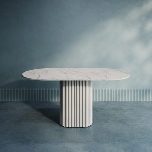 Обеденный стол TRUBIS Wood Oval 160 х 80 см, белый мрамор/белый