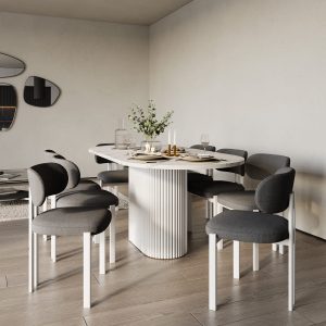 Обеденный стол TRUBIS Wood Oval 180 х 90 см, белый мрамор/белый