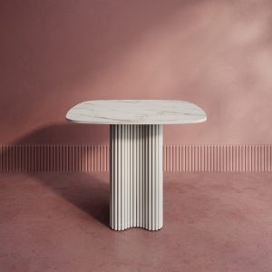 Обеденный стол TRUBIS Wood CLEVER 90 см, белый мрамор/белый