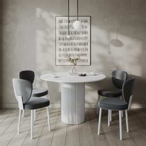 Обеденный стол TRUBIS Wood L D110 см, белый