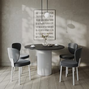 Обеденный стол TRUBIS Wood L D110 см, черный/белый