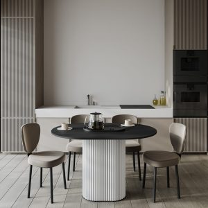 Обеденный стол TRUBIS Wood Oval 120 х 80 см, черный/белый