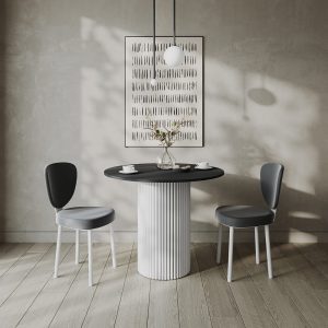 Обеденный стол TRUBIS Wood L D80 см, черный/белый