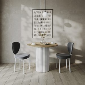 Обеденный стол TRUBIS Wood L D80 см, орех/белый