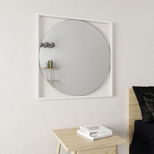 Зеркало в белой раме KVADRUM M, 83 х 83 см