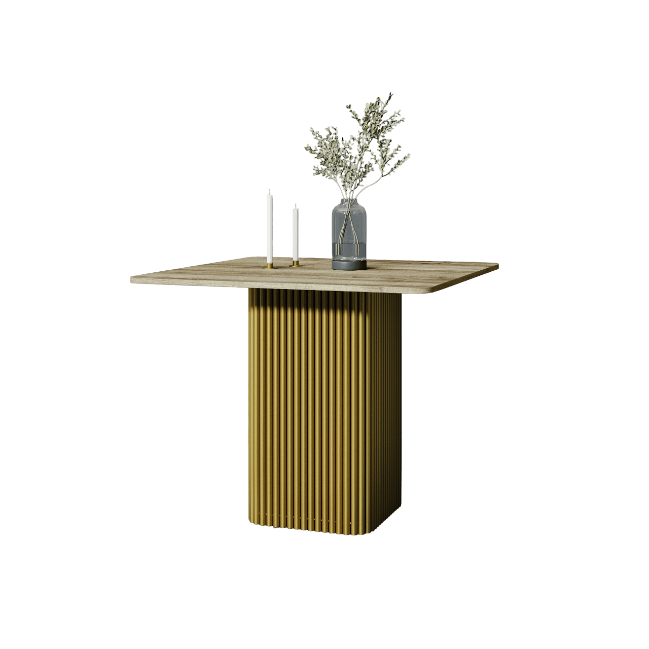 Обеденный стол TRUBIS Wood KVADRAT 90 х 90 см, орех/золотой