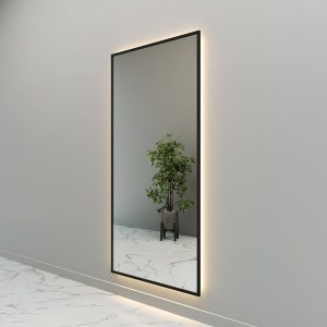 Зеркало в черной раме с теплой подсветкой HALFEO XL LED, 200 x 100 см