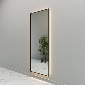 Зеркало в черной раме с теплой подсветкой HALFEO XL Slim LED, 200 x 80 см
