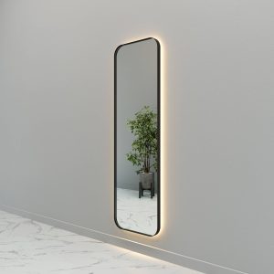 Зеркало в черной раме с теплой подсветкой KUVINO L LED, 180 x 55 см