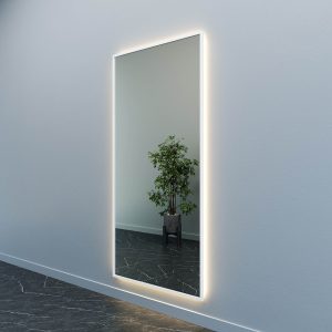 Зеркало в белой раме с теплой подсветкой HALFEO XL LED, 200 x 100 см