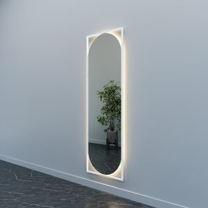 Зеркало в белой раме с теплой подсветкой, KVADEN L LED, 180 х 60 см