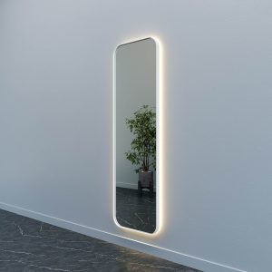 Зеркало в белой раме с теплой подсветкой KUVINO L LED, 180 x 55 см