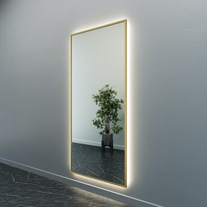 Зеркало в золотой раме с нейтральной подсветкой HALFEO XL LED, 200 x 100 см