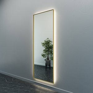 Зеркало в золотой раме с нейтральной подсветкой HALFEO XL Slim LED, 200 x 80 см