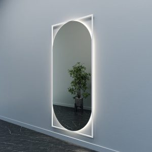 Зеркало в белой раме с нейтральной подсветкой, KVADEN XL LED, 200 х 100 см