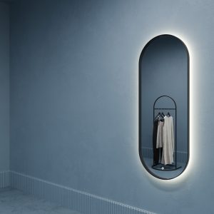 Зеркало в черной раме с подсветкой 3 в 1, NOLVIS M LED, 136 x 51 см