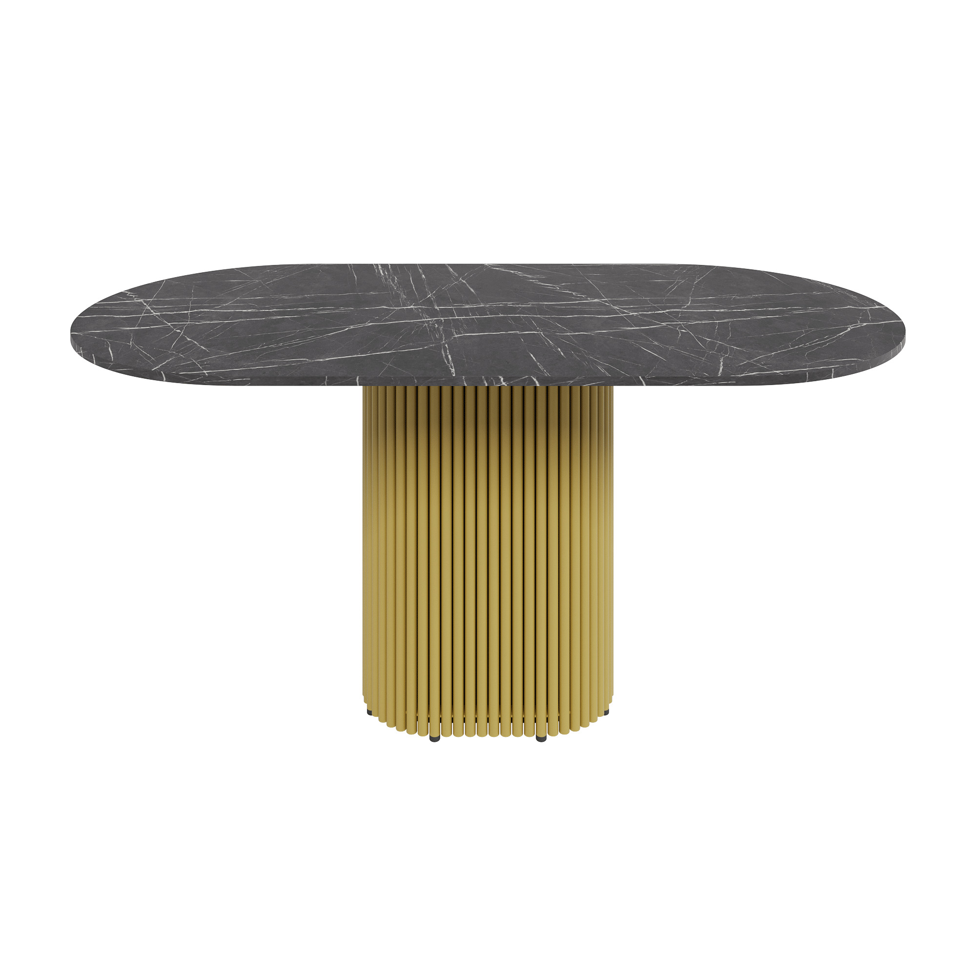 Обеденный стол TRUBIS Wood Oval 160 х 80 см, темный мрамор/золотой