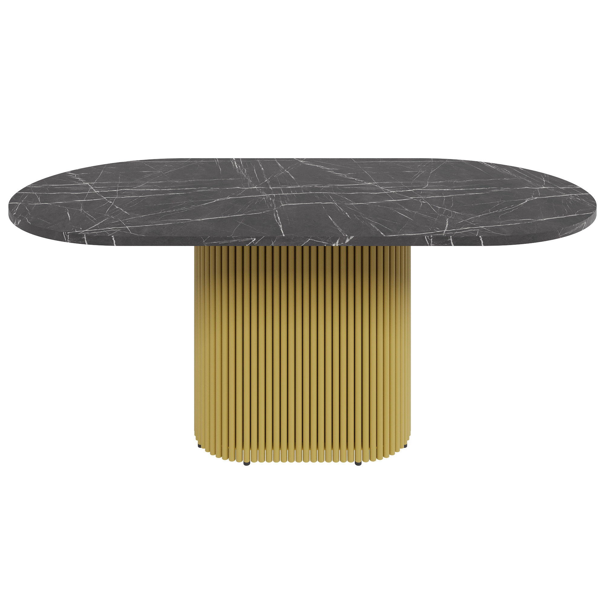 Обеденный стол TRUBIS Wood Oval 180 х 90 см, темный мрамор/золотой