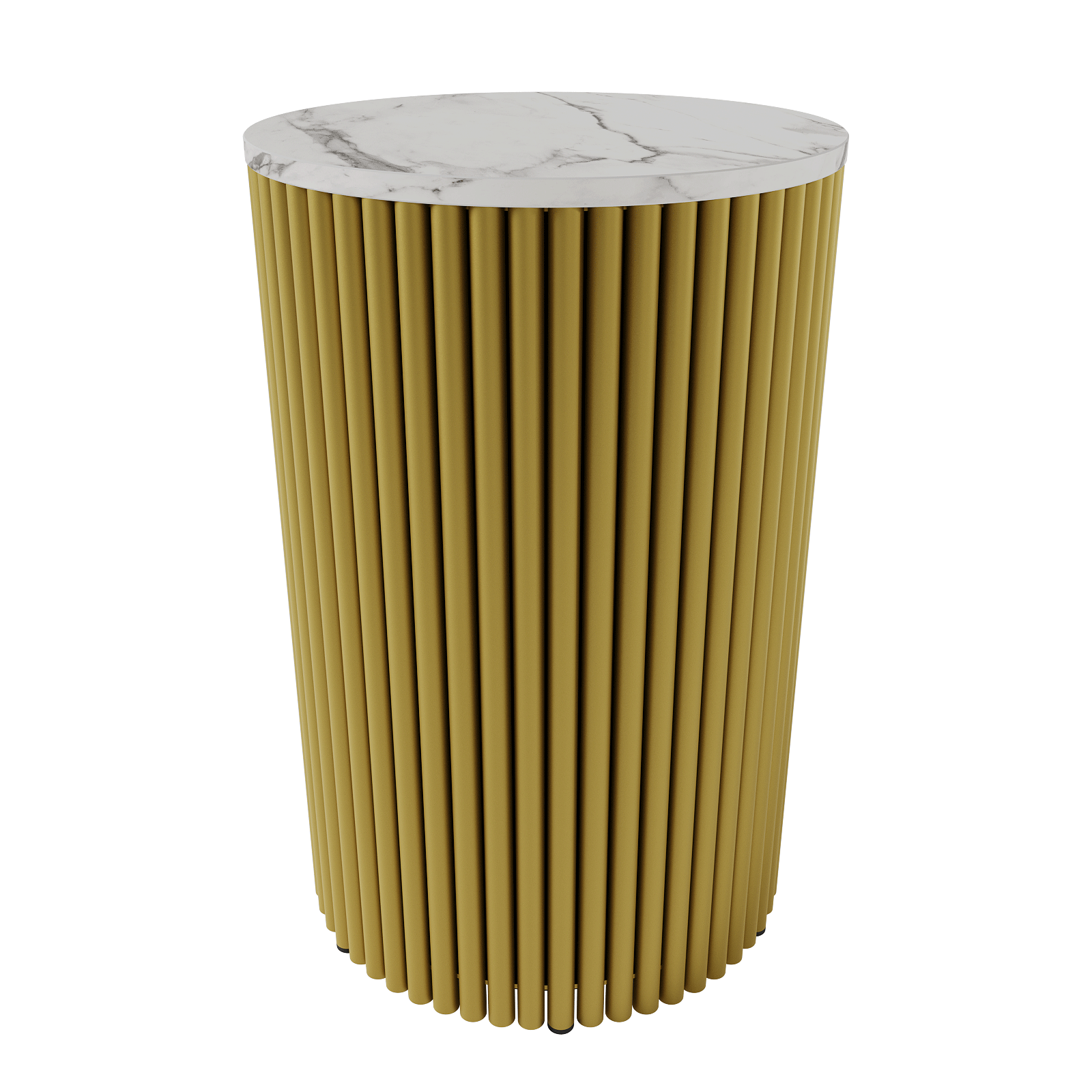 Журнальный столик TRUBIS Wood S D40 см, белый мрамор/золотой