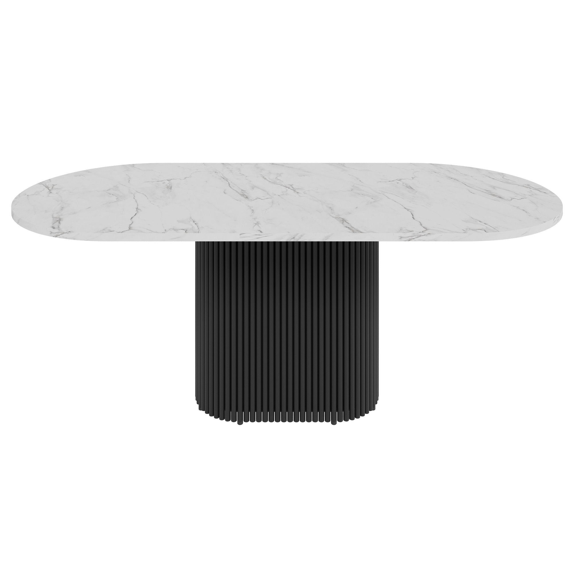 Обеденный стол TRUBIS Wood Oval 200 х 90 см, белый мрамор/черный