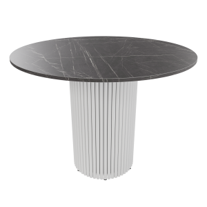 Обеденный стол TRUBIS Wood L D100 см, темный мрамор/белый