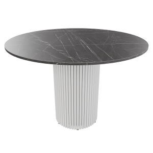 Обеденный стол TRUBIS Wood L D110 см, темный мрамор/белый