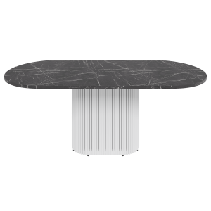Обеденный стол TRUBIS Wood Oval 200 х 90 см, темный мрамор/белый