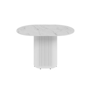 Обеденный стол TRUBIS Wood Oval 120 х 80 см, белый мрамор/белый