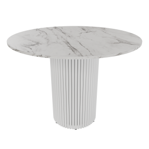 Обеденный стол TRUBIS Wood L D100 см, белый мрамор/белый