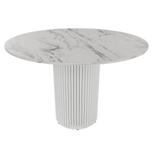 Обеденный стол TRUBIS Wood L D110 см, белый мрамор/белый