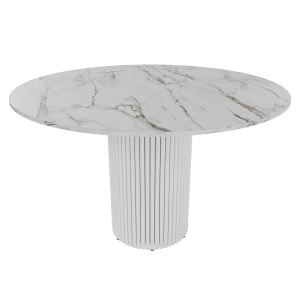 Обеденный стол TRUBIS Wood L D120 см, белый мрамор/белый