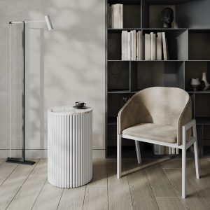 Журнальный столик TRUBIS Wood S D40 см, белый мрамор/белый