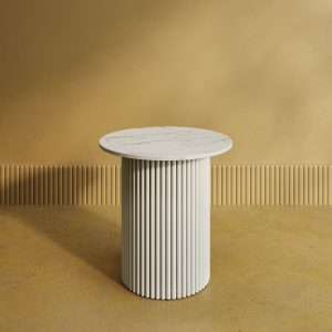 Журнальный столик TRUBIS Wood S D60 см, белый мрамор/белый