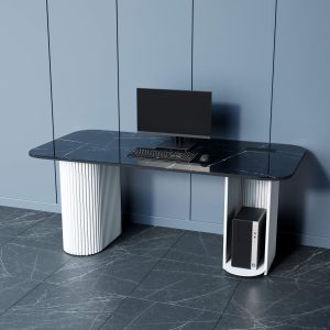 Рабочий стол TRUBIS Wood + Glass темный мрамор/белый, 180 х 90 см r150