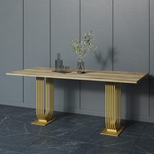 Обеденный стол ARFEO Duo орех/золотой, 200 х 90 см