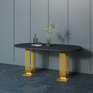 Обеденный стол ARFEO Duo черный/золотой, 180 х 90 см