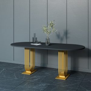 Обеденный стол ARFEO Duo черный/золотой, 200 х 90 см