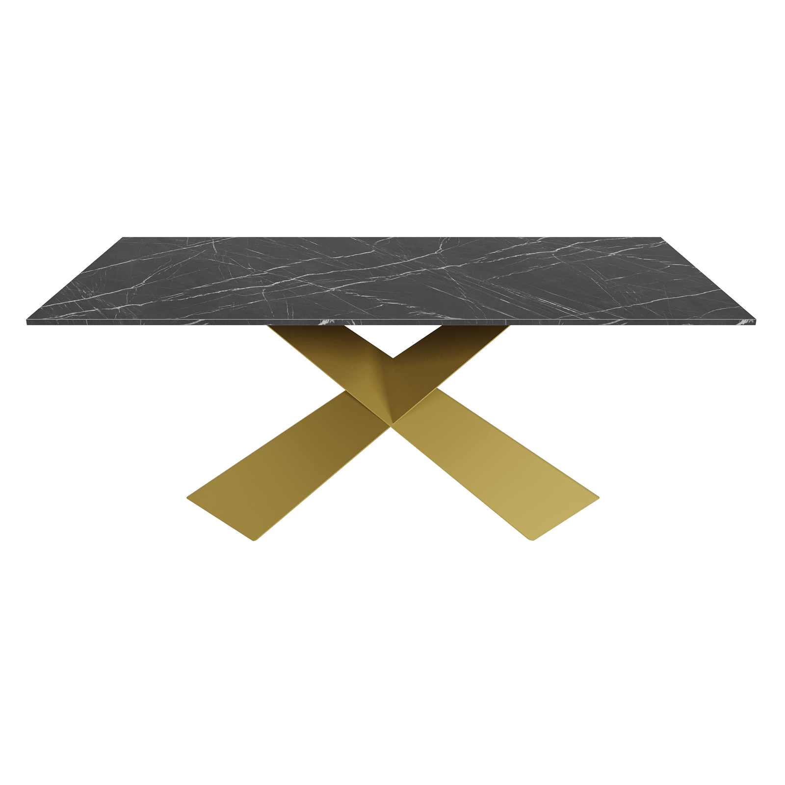 Обеденный стол LINBOW Wood 180 х 90 см, темный мрамор/золотой
