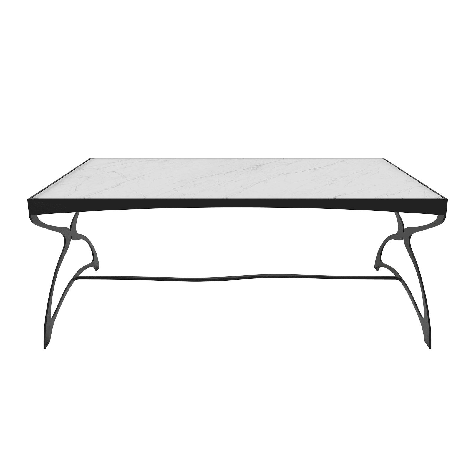Журнальный стол ZINGEROSO Glass 102 х 62 см, белый мрамор/черный