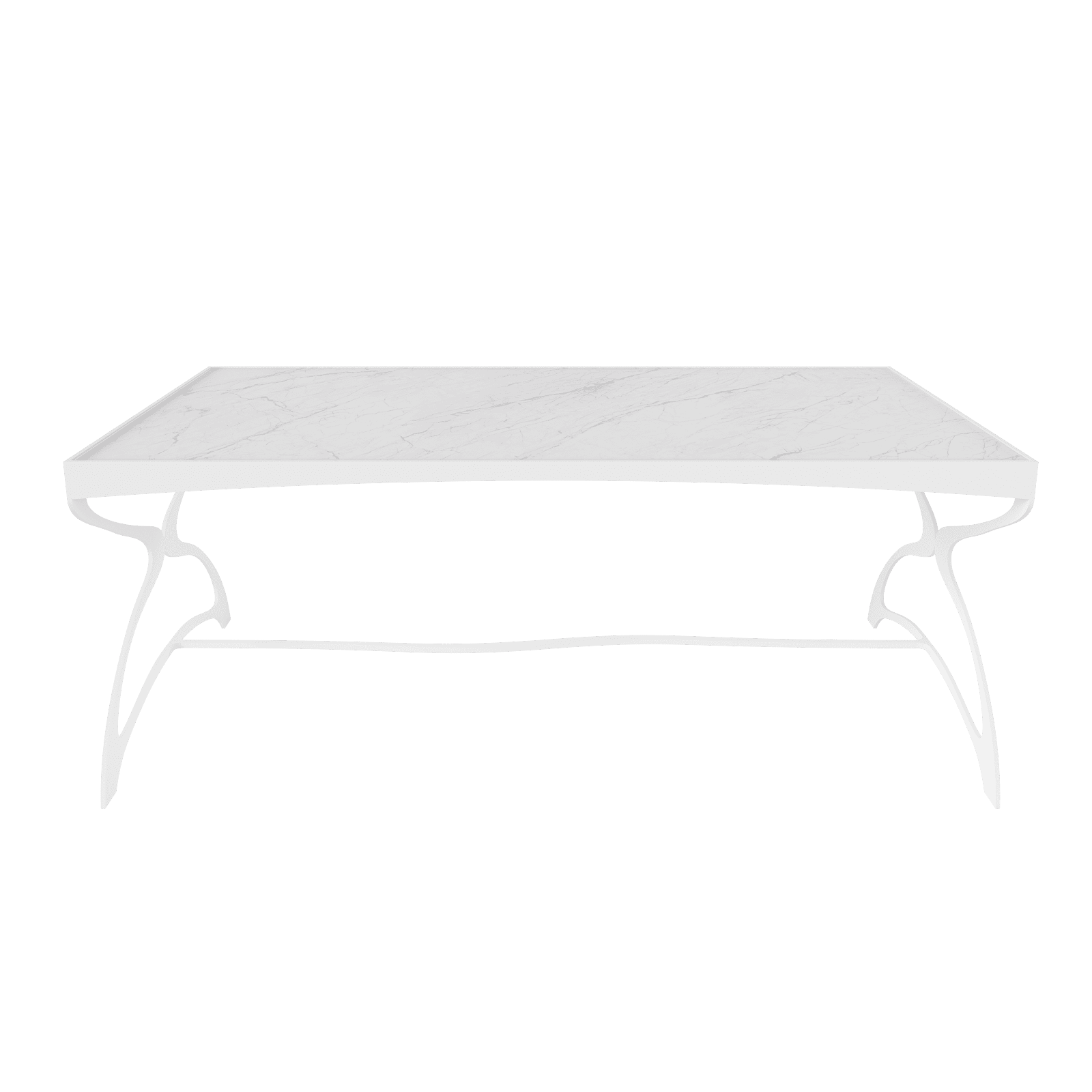 Журнальный стол ZINGEROSO Glass 102 х 62 см, белый мрамор/белый